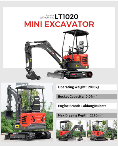 Fast Delivery Multi-function Mini Excavator 1 Ton Kubota Engine Digger Small Crawler Farm Excavators 2 Ton 3 Ton Home Customized