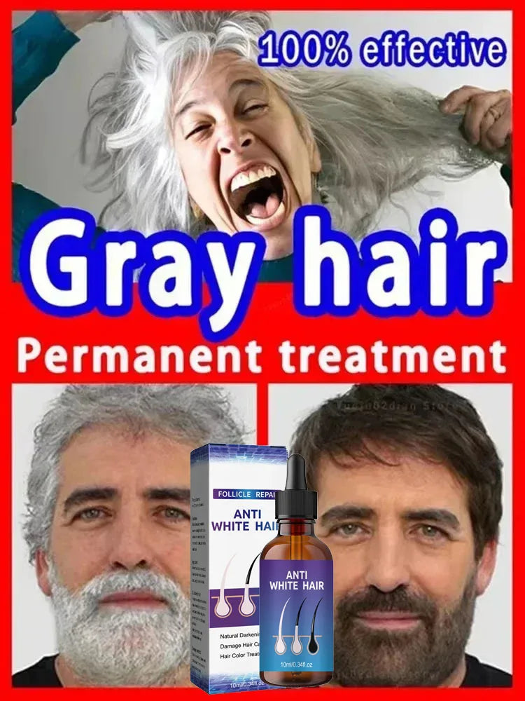 White To Black Gray White Hair Serum Natural Color Repair Nourishessence Anti-gray Care For Men Women