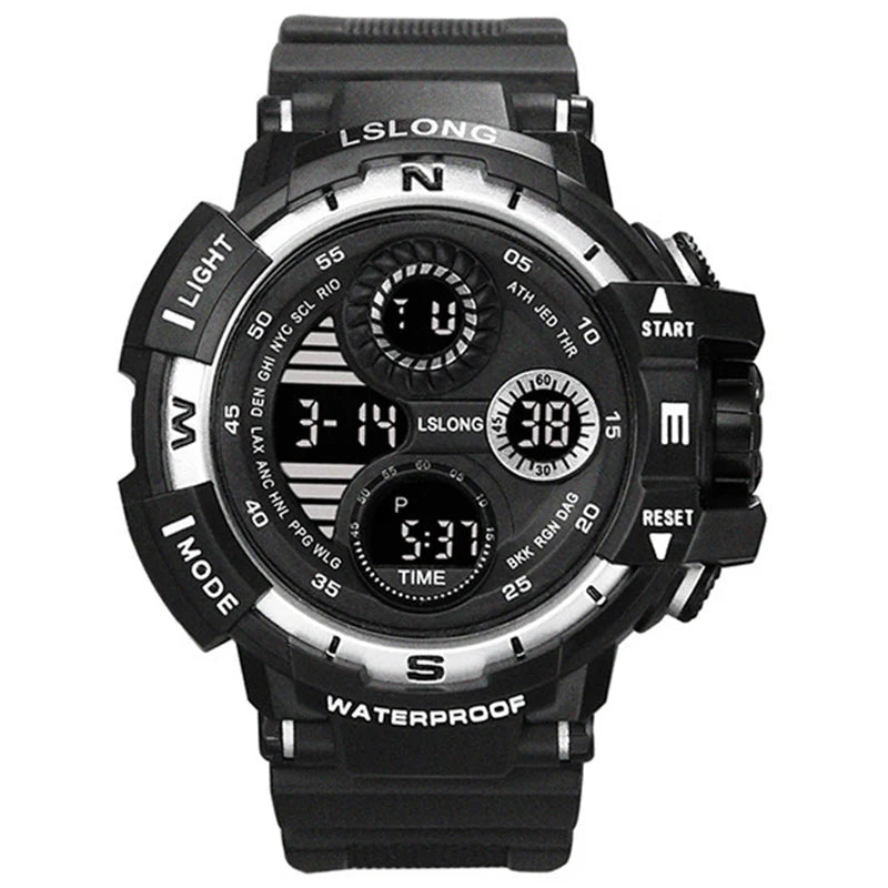 YIKAZE Men's Military Digital Watch Outdoor Men Sports Watch Waterproof Luminous Chronograph Clock Student Electronic Wristwatch