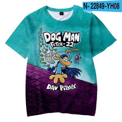 Dog Man Cute T-shirt Kids Anime 3D Printing Tees Boy Girl Summer Short Sleeve Outdoor Sport Tops Children Clothes Gift Hot Sales