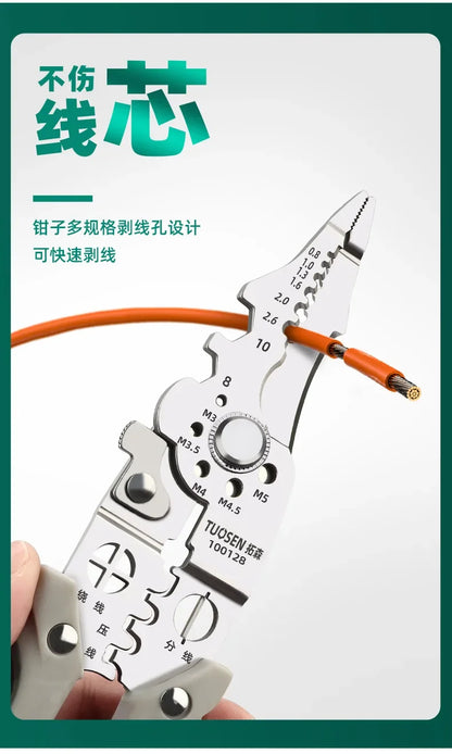 Crimper Cable Cutter Adjustable Automatic Wire Stripper Multifunctional Stripping Crimping Pliers Terminal Hand Tool