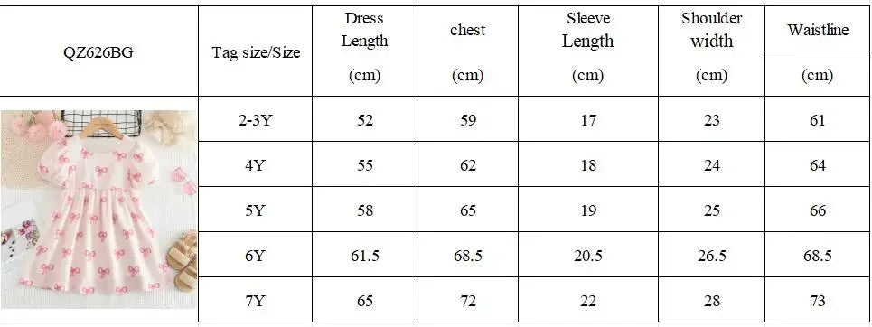 Bear Leader Short Sleeved Girls Clothing Summer New Bow Print Casual Dresses Sweet and Cute Kids Clothes for 3-7 Years Wear