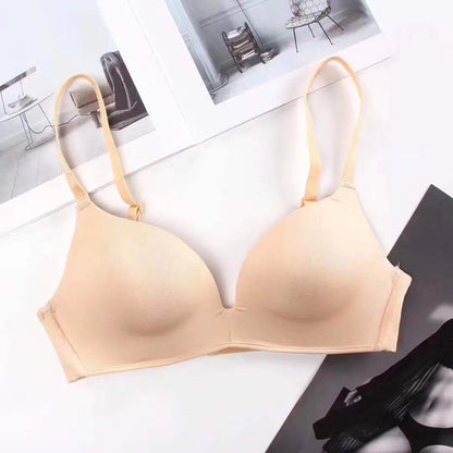 Ice Silk Bra For Women Comfort Wireless Gather Sexy Underwear For Women Push Up Simple Lingerie Seamless Brassiere Bralettle