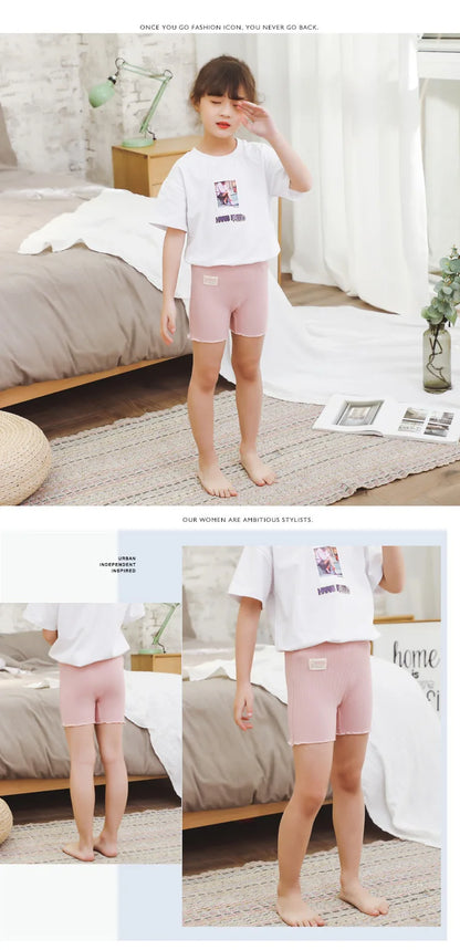 2024 Summer Girls Safety Short Pants Children's Anti-lighting Underwear Clothing  2-12 Years Kids Cotton Beach Shorts