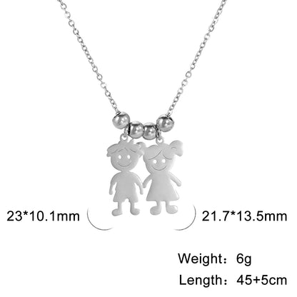 Personalized Boy Girl Necklace Custom Chain Name Mother Kid Family Valentines Gift For Women Men Stainless Steel Pendant Jewelry