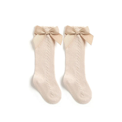 2023 New Kids Knee High Socks Baby Girls Boys Bow Long Sock Soft Cotton Mesh Breathable Children Hollow Out Socken For 0-7 Years