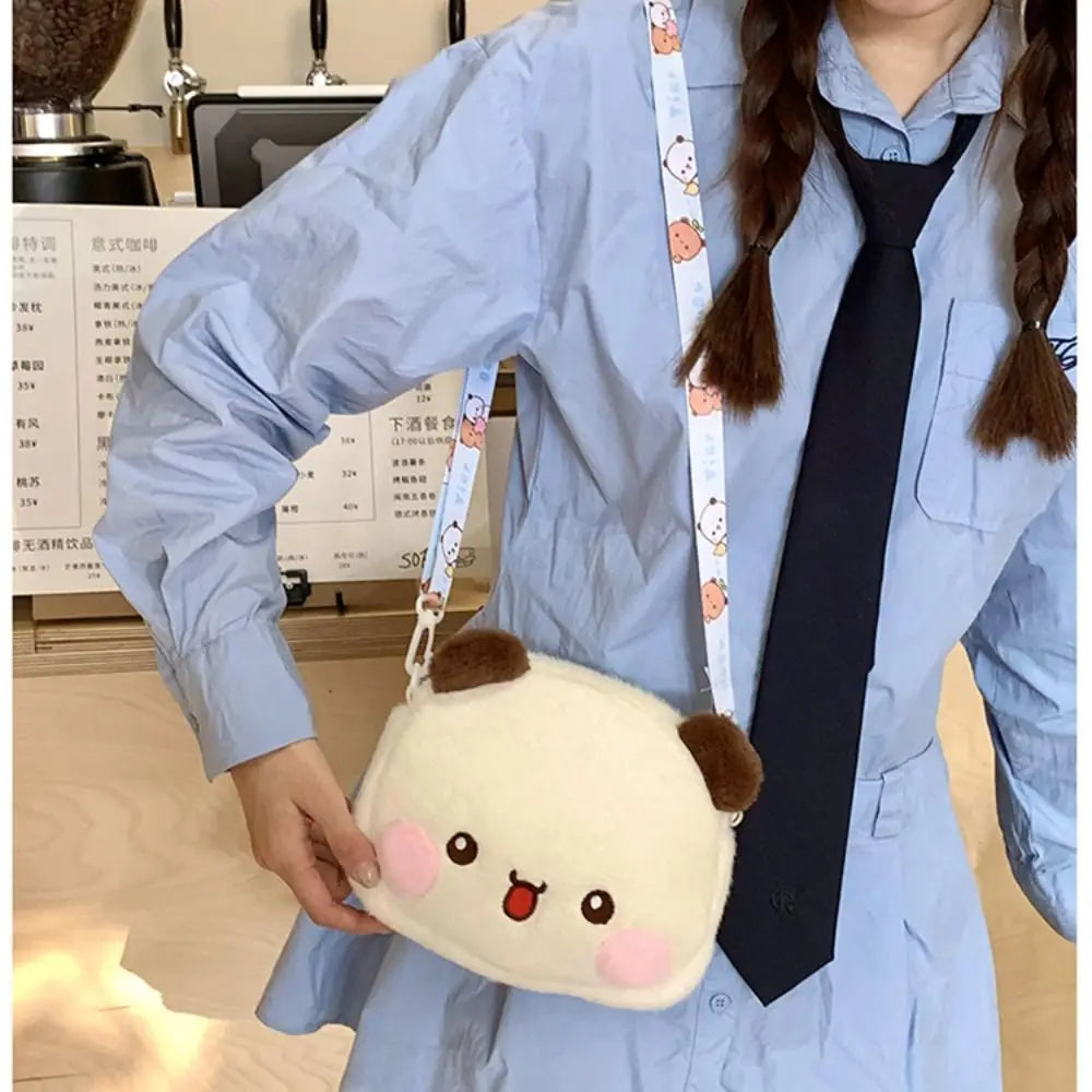 Cute Bear Crossbody Bag Kawaii Anime Bear Figure Bag Fashion Versatile Cartoon Plush Shoulder Bags For Women Girls