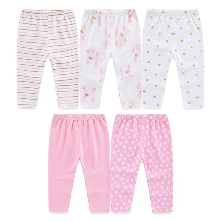 Kiddiezoom 5 Pcs/Lot Fashion Cute Cartoon Baby Boy Girl Pants 0-12Months Cotton Soft Newborn Leggings