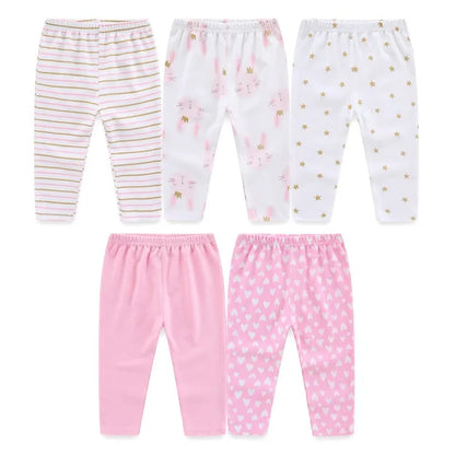 Kiddiezoom 5 Pcs/Lot Fashion Cute Cartoon Baby Boy Girl Pants 0-12Months Cotton Soft Newborn Leggings