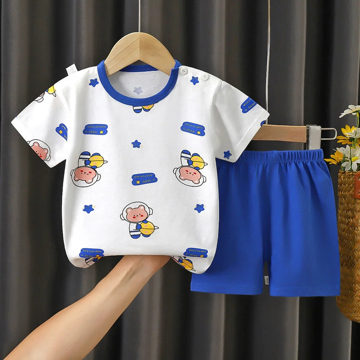 2025 New Kids Boys Girls Summer Pajamas Cute Cartoon Print Short Sleeve T-Shirt Tops with Shorts Toddler Baby Clothing Sets