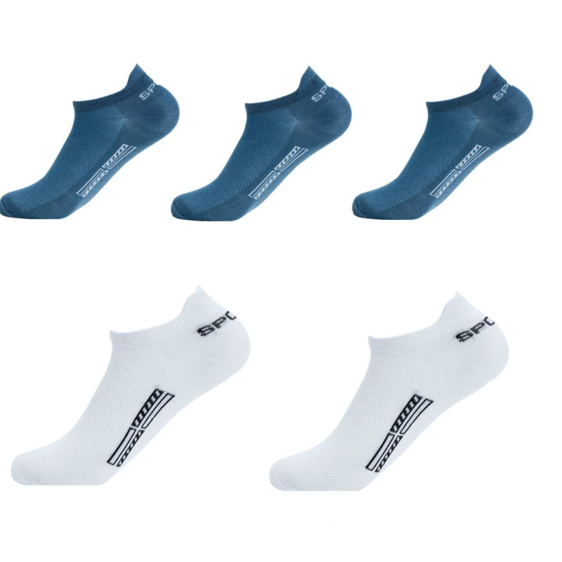 5 Pairs/Lot High Quality Men Ankle Socks Breathable Cotton Sports Mesh Casual Athletic Thin Cut Short Sokken Plus Size