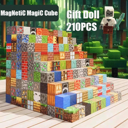 210P Upgrades Magnetic Building Blocks Toy Build Mine Magnet World Set for Boys Girls STEM Montessori Sensory Cubes for Toddlers