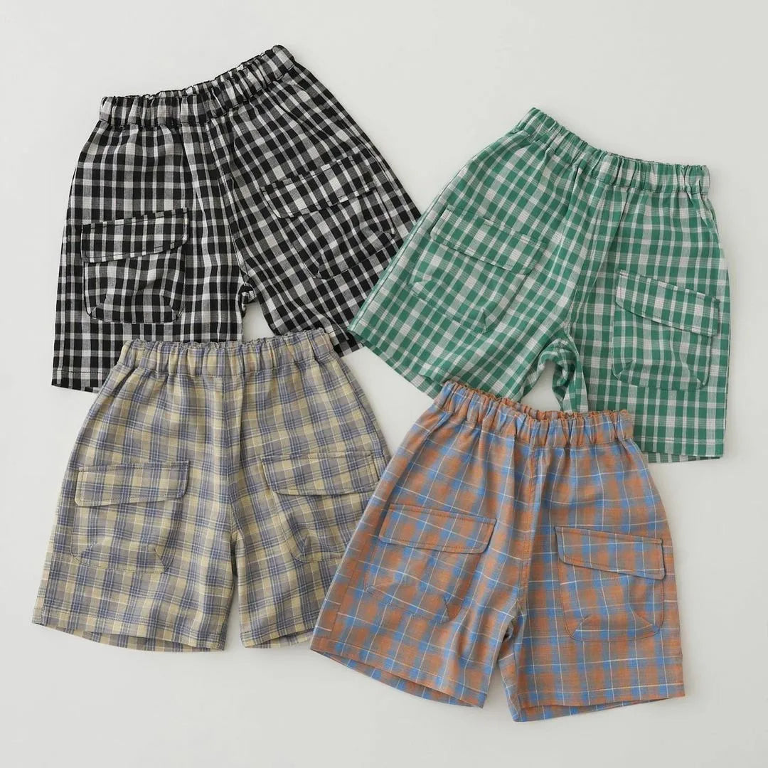 2024 New Arrival Summer Casual Toddler Shorts Baby Boy Plaid Short Pants All-match Cotton Comfortable Loose Kid Girl Shorts