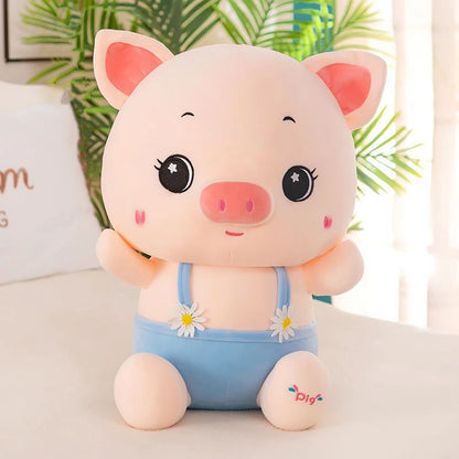 23CM Net Red New Strap Piglet Plush Toy Flower Strap Male And Female Couple Doll Festival Gift Friends Birthday Gift