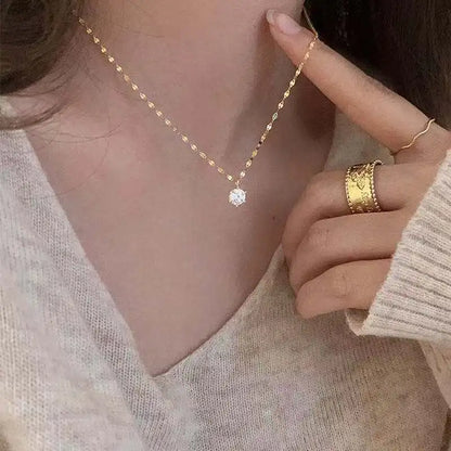 Sterling Silver Color Zircon Crystal Pearl Pendant Choker Necklace Transparent Fishing Line 2024 Fine Jewelry For Women Girls