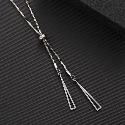 Korean Fashion Triangle Pendant Necklace For Women Jewelry 2025 Trending New Women's Geometric Sweater Necklaces Colar Kolye