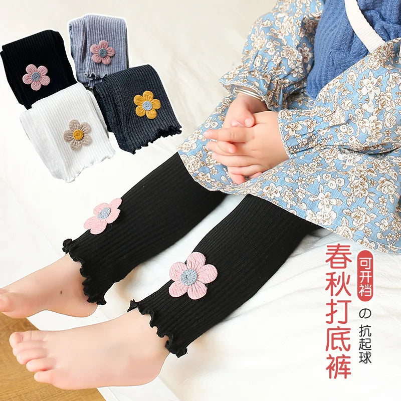 2023 Ins New Baby Leggings Girls Flower Leggings Knitwear Girls Leggings