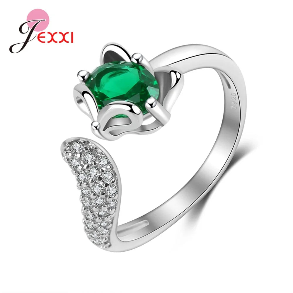 Trendy Simple 925 Sterling Silver Cubic Zironia Adjustable Rings For Women Girl Finger Jewerly Gifts Wholesale