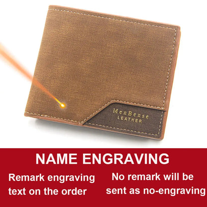 Free Name Engraving Men Wallets Slim Coin Pocket Photo Holder New Short Small Male Wallet Card Holder Frosted Leather Men Purses