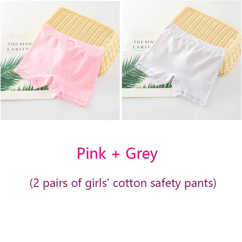 Girls Safety Panties Kids Cotton Children Underwear Children's Briefs Cartoon Beach Short Solid color For 2-11 Years Old 2pcs