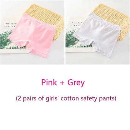 Girls Safety Panties Kids Cotton Children Underwear Children's Briefs Cartoon Beach Short Solid color For 2-11 Years Old 2pcs