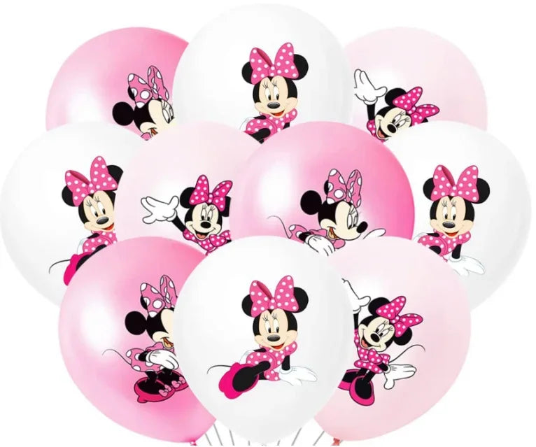 Minnie Mouse Birthday Party Decorations Tableware Set Birthday Decorations Full Set Pink Balloons Banner Candy Box Kids Favors