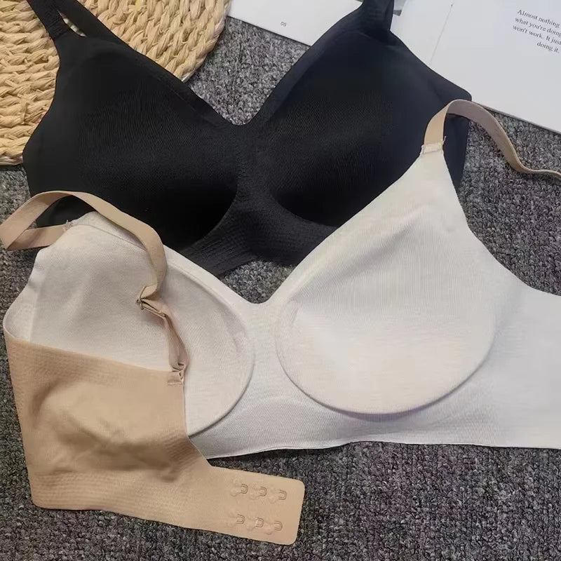 New Seamless Women Underwear One Piece Beautiful Back Fixed Cup Bra No Steel Ring Sports Bra Breathable Adjustable Pure Color