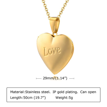 Custom Pictures Stainless Steel Jewelry Heart Photo Frame Locket Necklace Women Pendant For Girlfriend Valentine's Day Gift