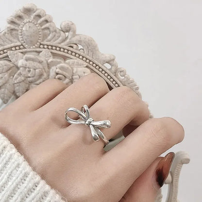 New Fashion Silver Gold Color Open Finger Ring Ribbon Bowtie Butterfly Elegant For Women Girl Jewelry Gift Dropship Wholesale