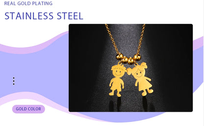 Personalized Boy Girl Necklace Custom Chain Name Mother Kid Family Valentines Gift For Women Men Stainless Steel Pendant Jewelry