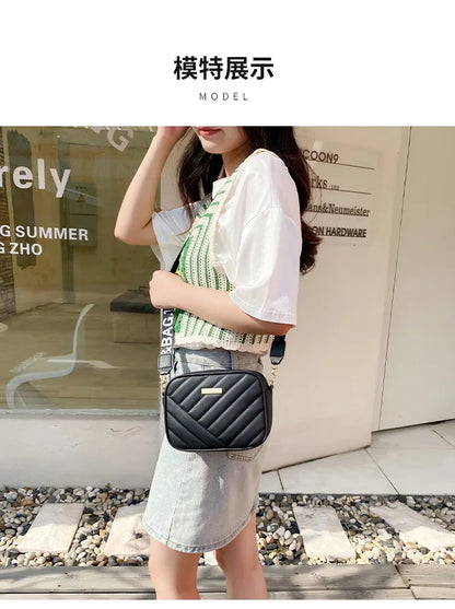 Camera bag Women Small Shoulder BagsSolid Color Pu Leather Wide Strap Crossbody Bag Ladies Phone Purse Messenger Handbag