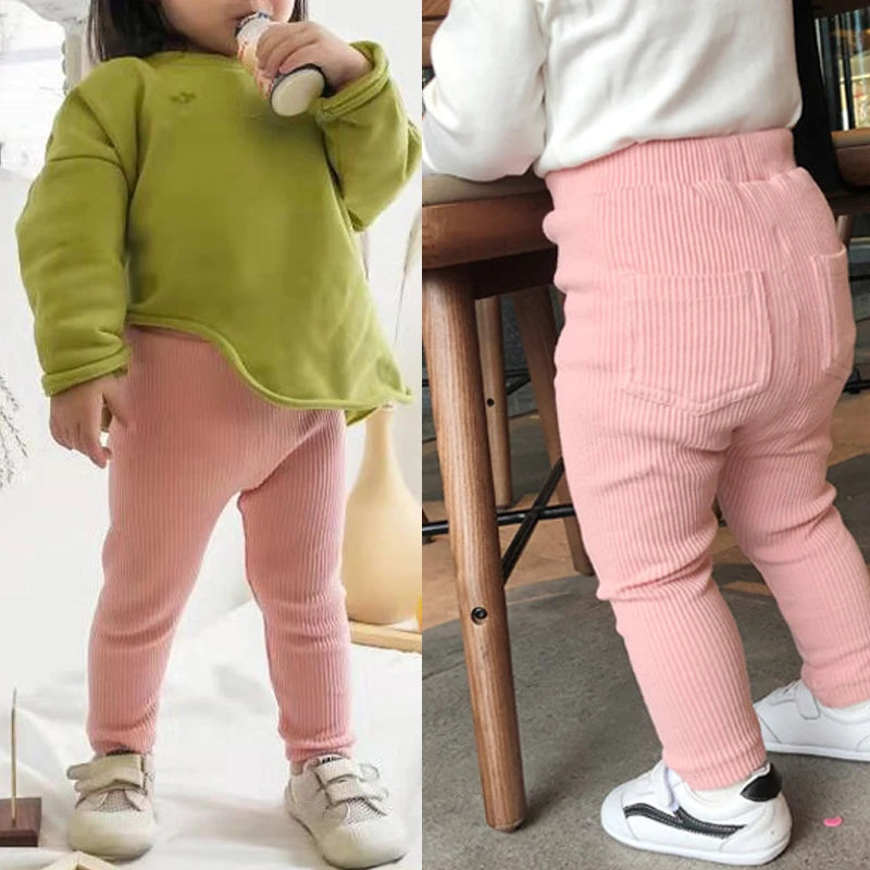 Candy Color Girls Pants New Spring Autumn Long High Waist Trousers for Kids Baby Girls Boy Cotton Soft Leggings Sweatpant Child