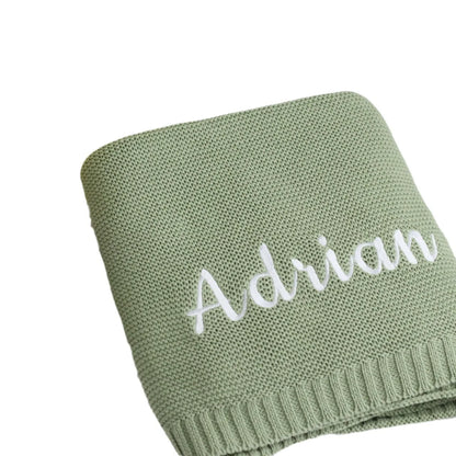 Personalized Knitted Blanket Embroidered Baby Name Stroller Cover Kids Cotton Nap Blanket for Newborn Shower Gifts