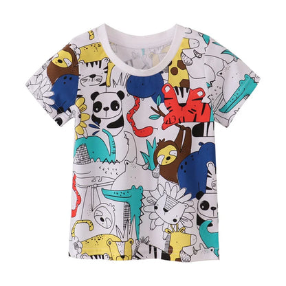 Jumping Meters 2-7T Summer Girls Boys T Shirts With Animals Print Giraffe Children's Clothes Kids Tees Tops