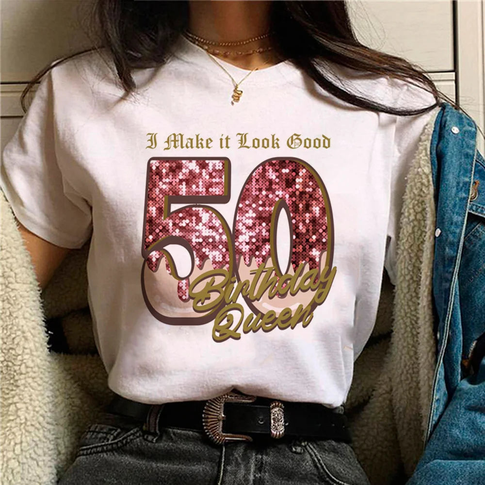 50 Ans 50th Years Birthday t shirt women harajuku manga top female graphic comic clothes