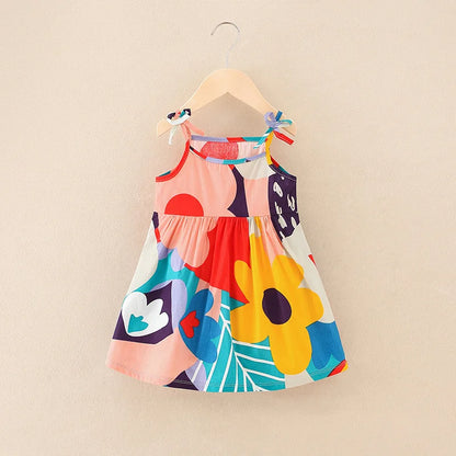 Summer Cute Girls Dress kids Girl Clothes Sleeveless Suspender Children's Clothing Princess Print Cotton Casual Dresses