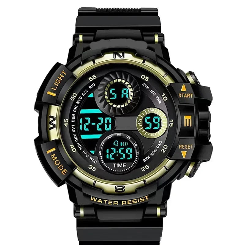 YIKAZE Men's Military Digital Watch Outdoor Men Sports Watch Waterproof Luminous Chronograph Clock Student Electronic Wristwatch