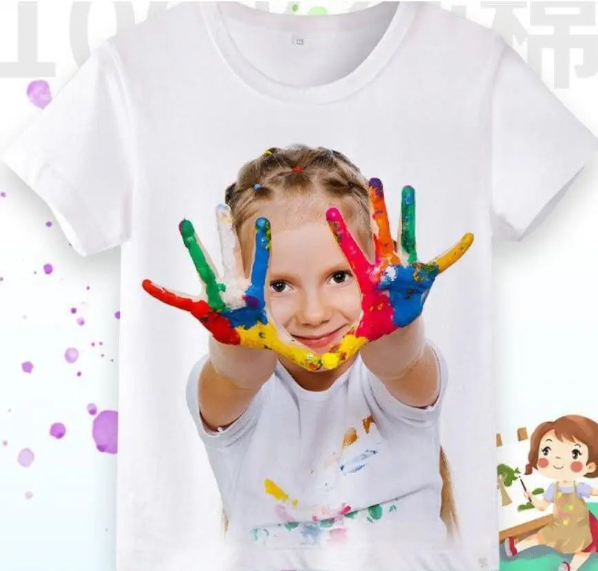 Girls Short-sleeved T-shirt Summer New Pure Boy White Top Summer Big Child Fashion Clothes  Girls Clothes