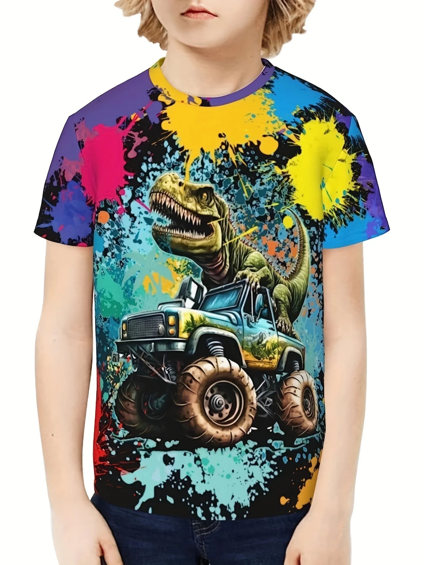 Children's Clothing Boys Tshirt Short Sleeve Child T-Shirt 3D Dinosaur Print Casual Kids Summer Clothes Girls Clothes Tops Tee