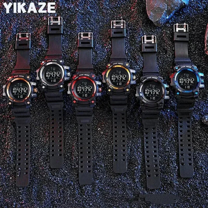 YIKAZE Men's Military Digital Watch Outdoor Men Sports Watch Waterproof Luminous Chronograph Clock Student Electronic Wristwatch