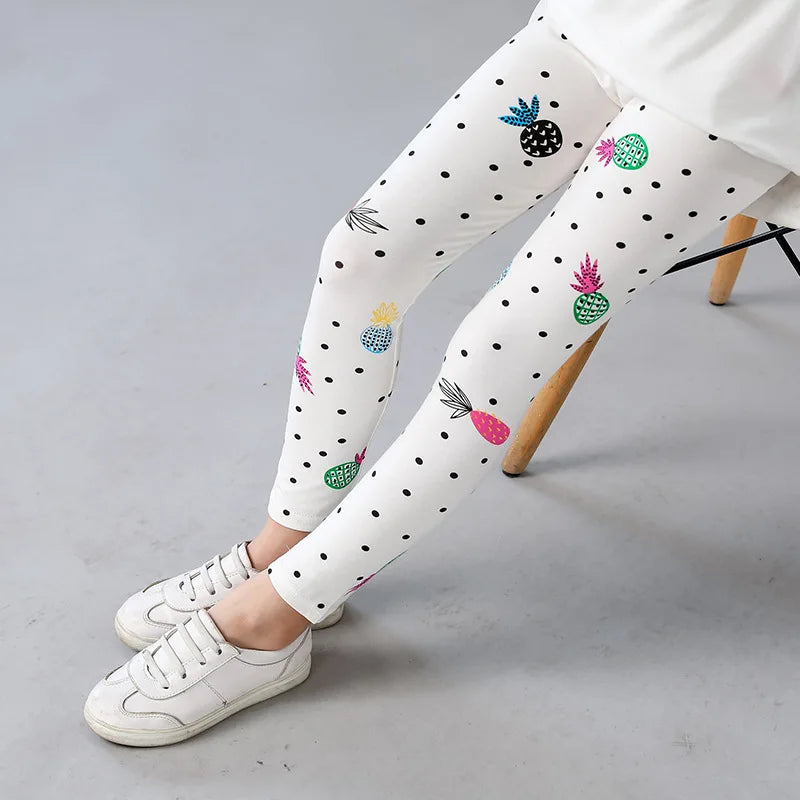 2 to 9 Years Girls Leggings Kids Outdoor Travel Clothes Pencil Pants Long Casual Floral Slim Leggings Teenage Children Trousers