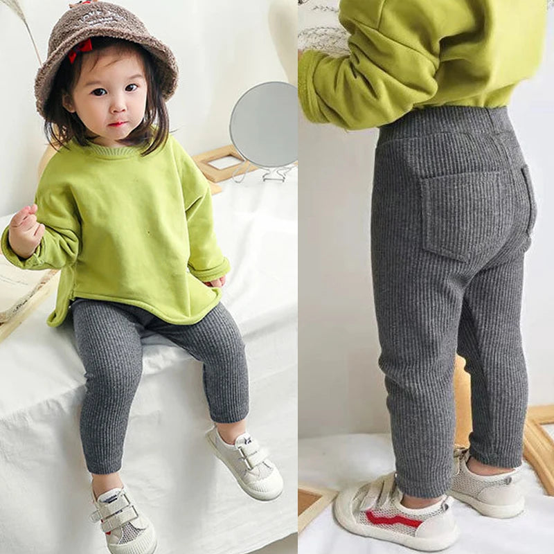 Candy Color Girls Pants New Spring Autumn Long High Waist Trousers for Kids Baby Girls Boy Cotton Soft Leggings Sweatpant Child