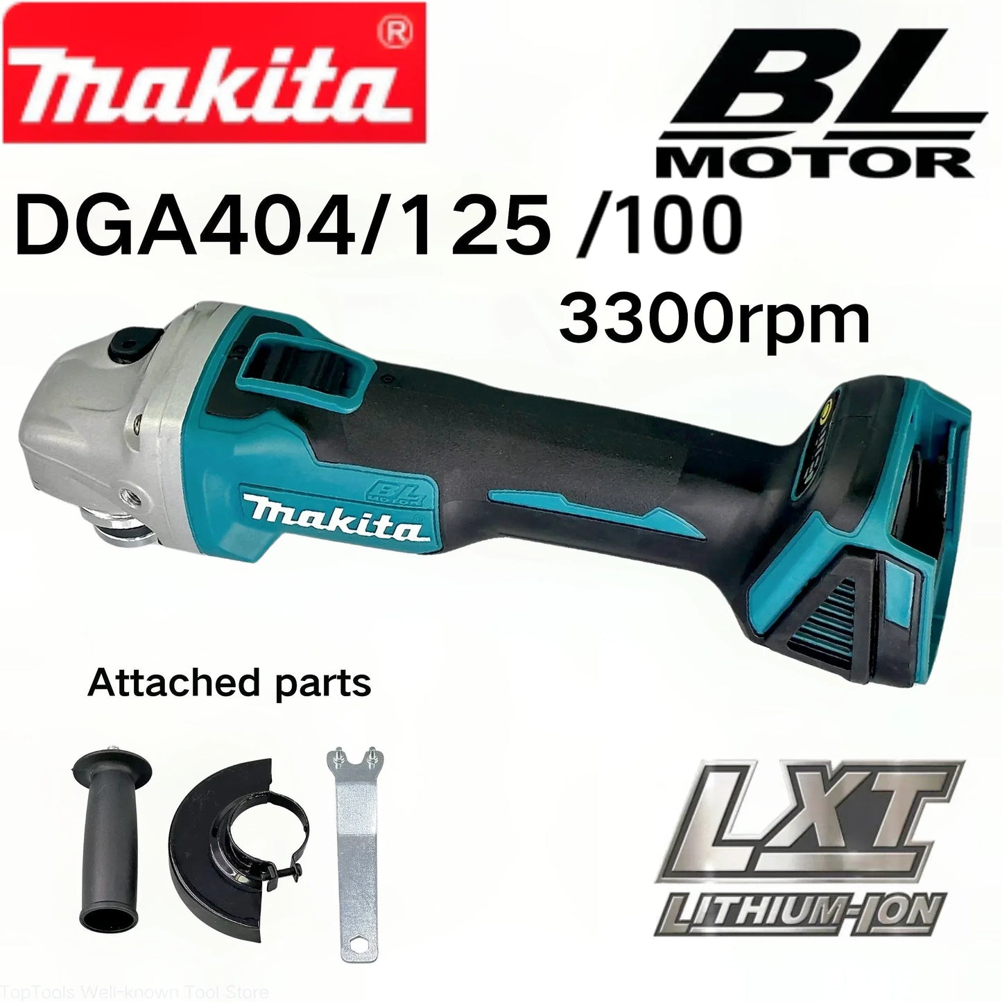 Makita DGA404 125mm/100mm Brushless Lithium Electric Angle Grinder Rechargeable Cutting Machine High Power Polishing Machine 18V