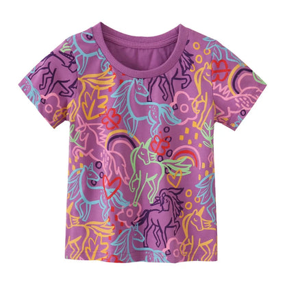 Jumping Meters 2-7T Summer Girls Boys T Shirts With Animals Print Giraffe Children's Clothes Kids Tees Tops