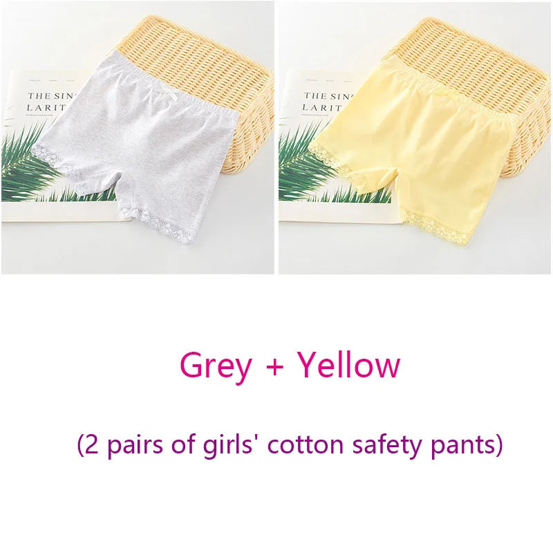 Girls Safety Panties Kids Cotton Children Underwear Children's Briefs Cartoon Beach Short Solid color For 2-11 Years Old 2pcs