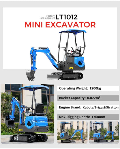 Fast Delivery Multi-function Mini Excavator 1 Ton Kubota Engine Digger Small Crawler Farm Excavators 2 Ton 3 Ton Home Customized