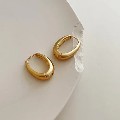 925 Sterling Silver Smooth Gold Round Chunky Hoop Earrings for Women Round Circle Earrings Jewelry Prevent Allergy Party Gift