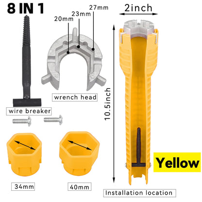 8 In 1 Flume Wrench Basin Faucet Installer Multifunctional Wrench Repair Tools for Toilet Bowl Sink Bathroom Kitchen Plumbing