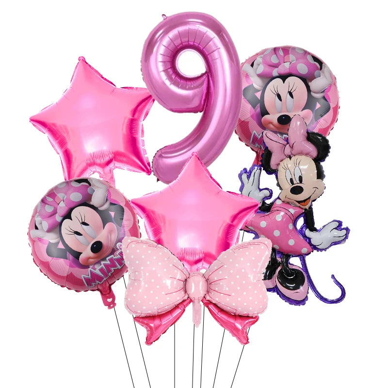 Minnie Mouse Birthday Party Decorations Tableware Set Birthday Decorations Full Set Pink Balloons Banner Candy Box Kids Favors