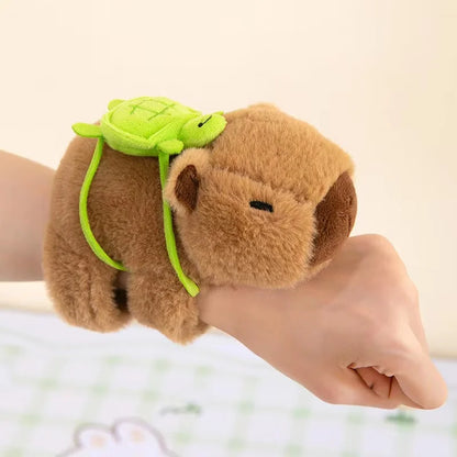 Lovely Capybara Animal Slap Snap Wrap Wristband Bracelet Plush Stuffed Animal Kawaii Capybara Hand Ring Wristband Kid Funny Toys